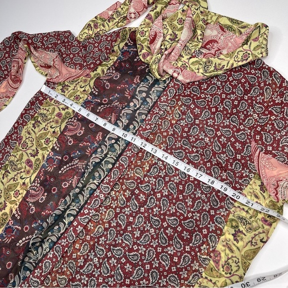 Soft Surroundings Blouse Top Langdon Patchwork Paisley Sheer Boho Peasant Office - Picture 11 of 15